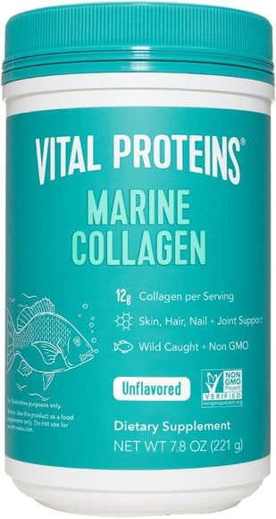 Vital Proteins Marine Collagen Peptides Powder Supplement for Skin Hair Nail Joint - Hydrolyzed Collagen - 12g per Serving - 7.8 oz Canister