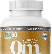 OM Mushroom Superfood Lion's Mane Mushroom Capsules Superfood Supplement, 180 Count, 60 Days, Fruit Body and Mycelium Nootropic for Memory Support, Focus, Clarity, Nerve Health, Creativity and Mood