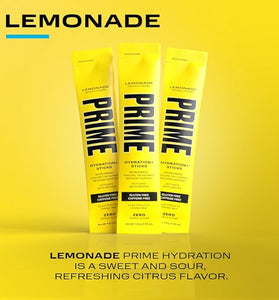 PRIME Hydration+ Sticks LEMONADE | Hydration Powder Single Serve Sticks | Electrolyte Powder On the Go | 250mg BCAAs, B Vitamins, Antioxidants | Low Sugar | Caffeine-Free | Vegan | 6 Pack