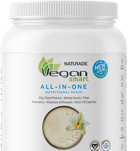 Vegansmart Naturade Plant Based Vegan Protein Powder - All-in-One Nutritional Shake Protein Blend - Gluten Free & Non-GMO - Vanilla 15 Servings