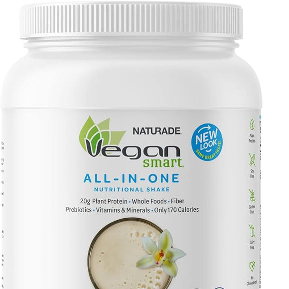 Vegansmart Naturade Plant Based Vegan Protein Powder - All-in-One Nutritional Shake Protein Blend - Gluten Free & Non-GMO - Vanilla 15 Servings