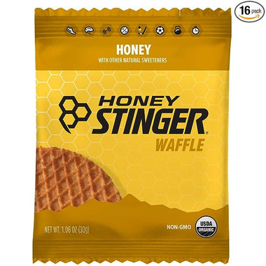 Honey Stinger Organic Honey Waffle | Energy Stroopwafel for Exercise, Endurance and Performance | Sports Nutrition for Home & Gym, Pre and Post Workout | Box of 16 Waffles, 16.96 Ounce (Pack of 16)