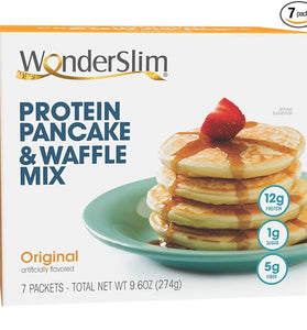 WonderSlim Protein Pancake & Waffle Mix, Original, 12g Protein, 1g Sugar, 5g Fiber, 1g Fat (7ct)