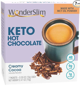 Wonderslim Keto Hot Chocolate Mix, Low carb Hot Cocoa with MCT Oil (7ct)