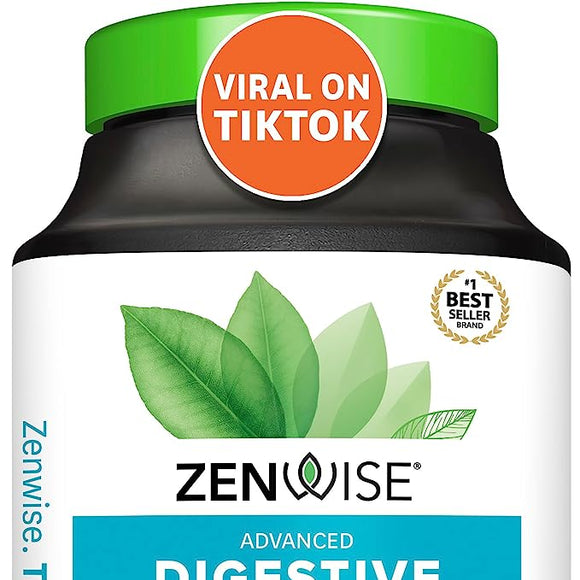 Zenwise Digestive Enzymes with Probiotics and Prebiotics for Digestive Health, Bloating Relief for Women and Men, Enzymes for Digestion with Prebiotics and Probiotics for Gut Health - 180 Count