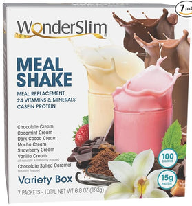 WonderSlim Meal Replacement Shake, Variety Pack, 100 Calories, 15g Protein, 24 Vitamins & Minerals (7ct)