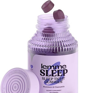 Lemme Sleep Gummies with 5mg Melatonin, Elderberry, Magnesium, L-Theanine, Chamomile and Lavender, Drug-Free Nighttime Sleep Aid, Vegan, Gluten Free, Gelatin Free, Non GMO, Berry Flavored (60 Count)