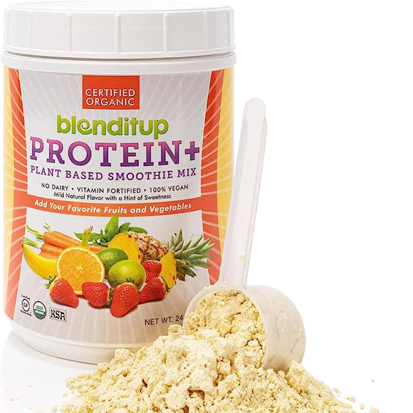 Organic Vegan Protein Smoothie Mix | Mild Natural Flavor with a Hint of Sweetness | Make Your Smoothie a Complete Meal | Gluten Free, USDA Organic Certified, KSA Kosher, Non-GMO w/ Ancient Grains & Vitamins | 24 Oz by BlenditUp