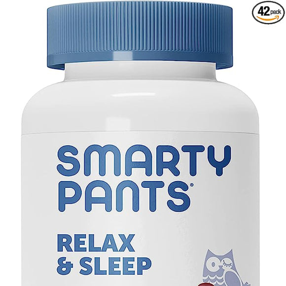 Smarty Pants Relax and Sleep Gummies with Melatonin, Ashwagandha, and Chamomile, Natural Sleep Aid, Gluten-Free & Vegan Supplement to Support Relaxation, 42 Count, 21 Day Supply