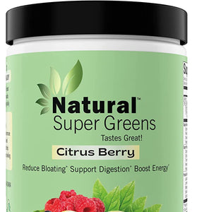 Natural Super Greens Powder Organic| Green Supplements| Great Tasting Fruits and Vegetables Juice & Smoothie Mix| Probiotics & Digestive Enzymes| Green Superfood Spirulina & Chlorella (Citrus Berry)