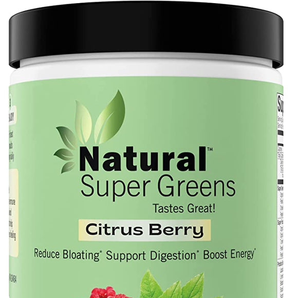 Natural Super Greens Powder Organic| Green Supplements| Great Tasting Fruits and Vegetables Juice & Smoothie Mix| Probiotics & Digestive Enzymes| Green Superfood Spirulina & Chlorella (Citrus Berry)