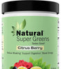 Natural Super Greens Powder Organic| Green Supplements| Great Tasting Fruits and Vegetables Juice & Smoothie Mix| Probiotics & Digestive Enzymes| Green Superfood Spirulina & Chlorella (Citrus Berry)