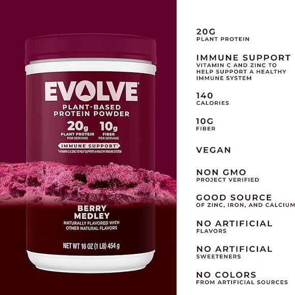 Evolve Protein Powder, Berry Medley, 20g Protein, 1 Pound