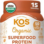 KOS Vegan Protein Powder, Salted Caramel Coffee - Low Carb Pea Protein Blend, Organic Plant Superfood Rich in Vitamins & Minerals - Keto, Dairy Free - Meal Replacement for Women & Men - 15 Servings