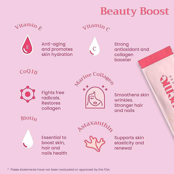 BeRadiant Hydrolyzed Liquid Collagen Shot | Joint, Skin, Nail, & Hair Support in Convenient Sachet | 2500mg Hydrolyzed Fish Collagen Peptides + CoQ10 + Vitamin C | 30 Day Supply