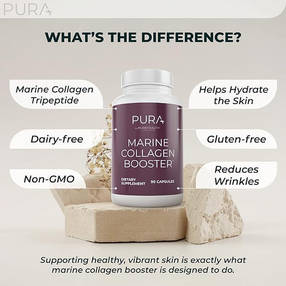 Marine Collagen and Hyaluronic Acid Supplements, Aloe Vera Leaf Gel and Vitamin E-Beauty Focus Collagen Peptides Pills–Collagen Supplements With Hyaluronic Acid for Hair Skin Nails-90 Collagen Caps