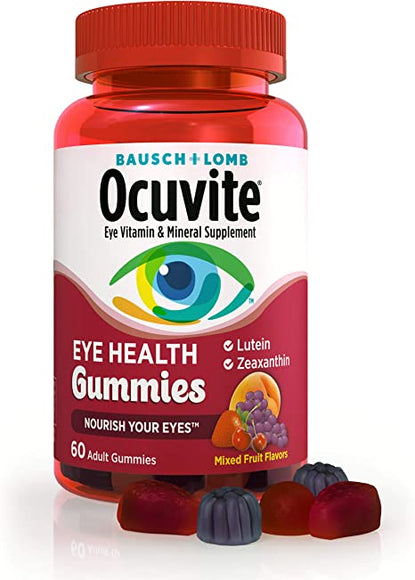 Ocuvite Vitamin & Mineral Supplement for Eye Health Adult Gummies, Contains Lutein & Zeaxanthin, Bausch, 60 Count