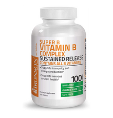 Bronson Super B Vitamin B Complex Sustained Slow Release (Vitamin B1, B2, B3, B6, B9 - Folic Acid, B12) Contains All B Vitamins 100 Tablets
