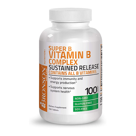 Bronson Super B Vitamin B Complex Sustained Slow Release (Vitamin B1, B2, B3, B6, B9 - Folic Acid, B12) Contains All B Vitamins 100 Tablets