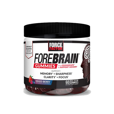 Forebrain Gummies Nootropic Brain Support Supplement for Memory and Focus, Brain Vitamin with COGNIGRAPE and Huperzine A, Focus Gummies to Support Recall and Sharpness, Force Factor, 60 Gummies