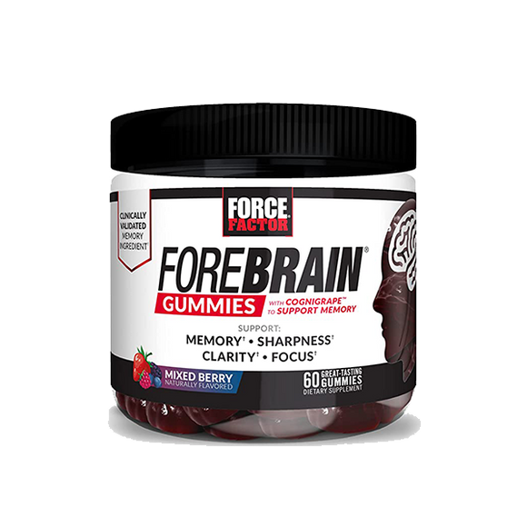 Forebrain Gummies Nootropic Brain Support Supplement for Memory and Focus, Brain Vitamin with COGNIGRAPE and Huperzine A, Focus Gummies to Support Recall and Sharpness, Force Factor, 60 Gummies