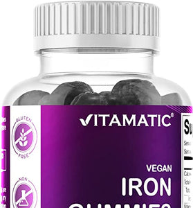 Vitamatic Iron 65 mg Gummies Supplement for Women & Men - 60 Vegan Gummies - Great Tasting Iron Gummy Vitamins with Vitamin C (1)