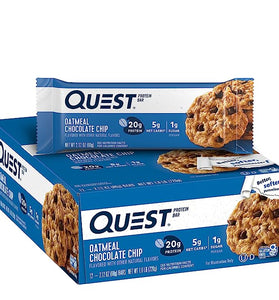 Quest Nutrition Oatmeal Chocolate Chip Protein Bar, High Protein, Low Carb, Gluten Free, Keto Friendly, 12 Count