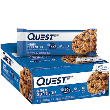 Quest Nutrition Oatmeal Chocolate Chip Protein Bar, High Protein, Low Carb, Gluten Free, Keto Friendly, 12 Count