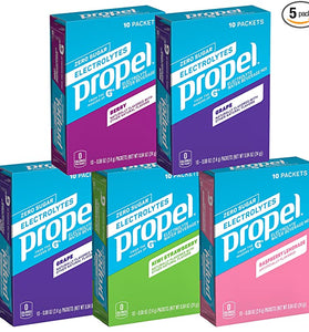Propel Powder Packets 4 Flavor Variety Pack With Electrolytes, Vitamins and No Sugar 10 Count (Pack of 5)