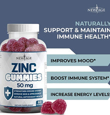 Zinc Gummies 50mg High Potency Immune Booster Zinc Supplement, 120 count